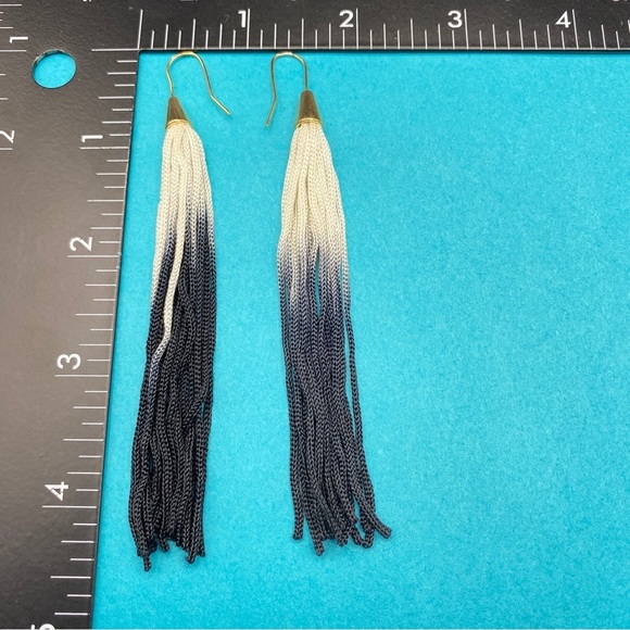 Satin Tassel Ombré Long Silky Earrings - Picture 3 of 8